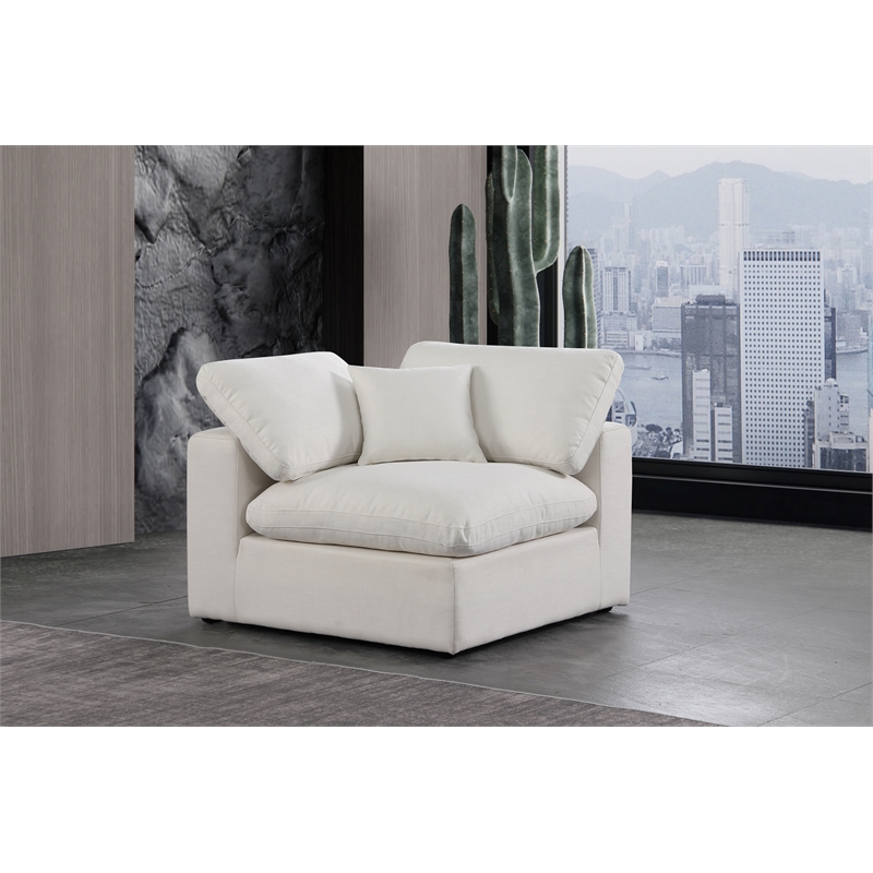 Bowery Hill Contemporary Upholstered Cream Linen Textured Fabric Corner Chair
