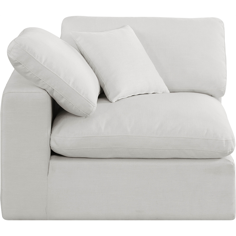 Bowery Hill Contemporary Upholstered Cream Linen Textured Fabric Corner Chair