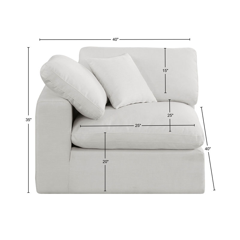 Bowery Hill Contemporary Upholstered Cream Linen Textured Fabric Corner Chair
