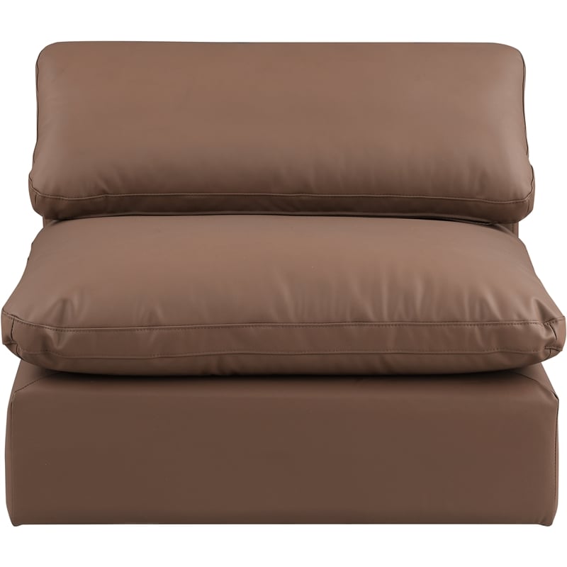 Bowery Hill Contemporary Soft Brown Vegan Leather Armless Chair