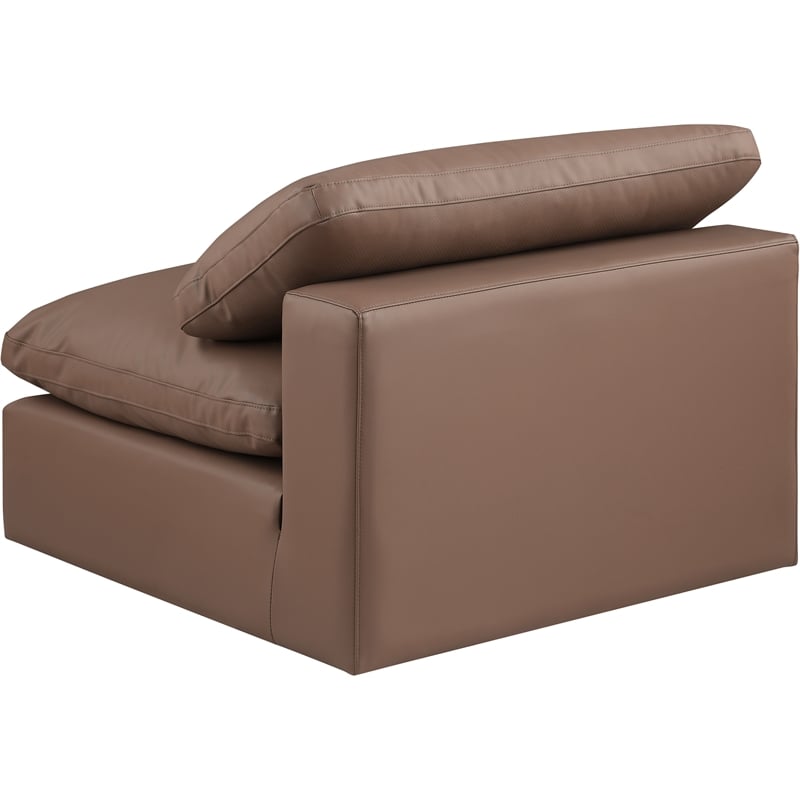Bowery Hill Contemporary Soft Brown Vegan Leather Armless Chair