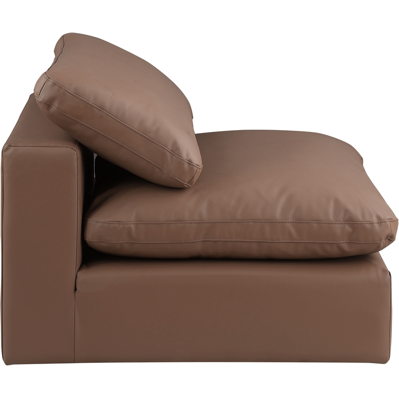 Bowery Hill Contemporary Soft Brown Vegan Leather Armless Chair