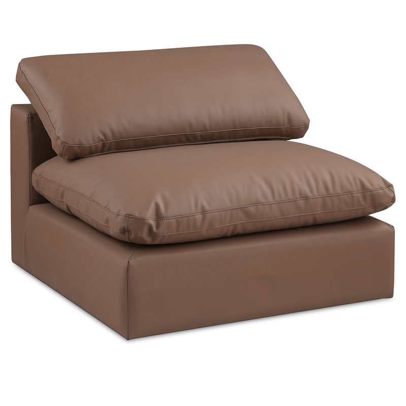 Bowery Hill Contemporary Soft Brown Vegan Leather Armless Chair