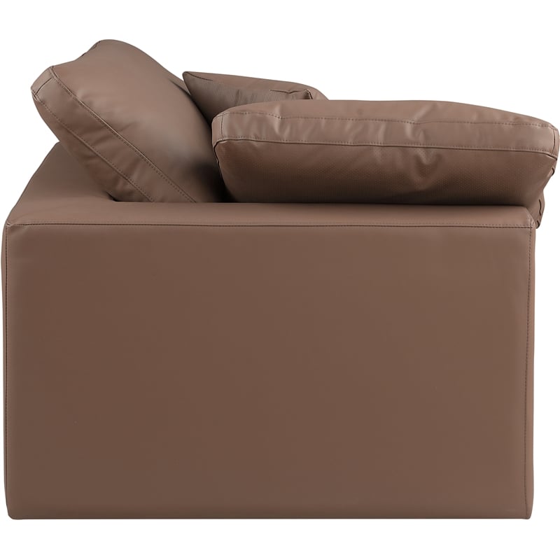 Bowery Hill Contemporary Soft Brown Vegan Leather Corner Chair