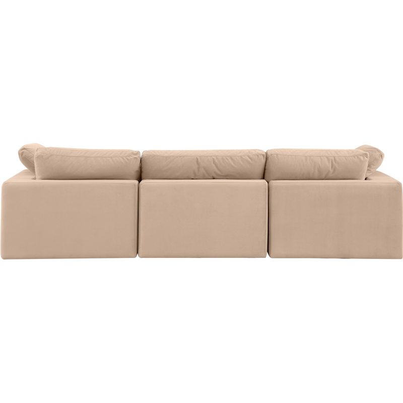 Bowery Hill Contemporary Soft Beige Velvet 3-Piece Modular Sofa