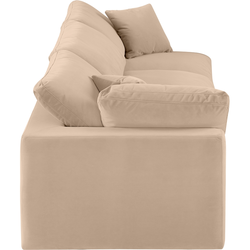 Bowery Hill Contemporary Soft Beige Velvet 3-Piece Modular Sofa