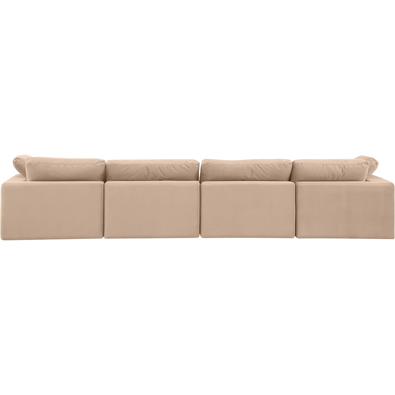Bowery Hill Contemporary Soft Beige Velvet 4-Piece Modular Sofa