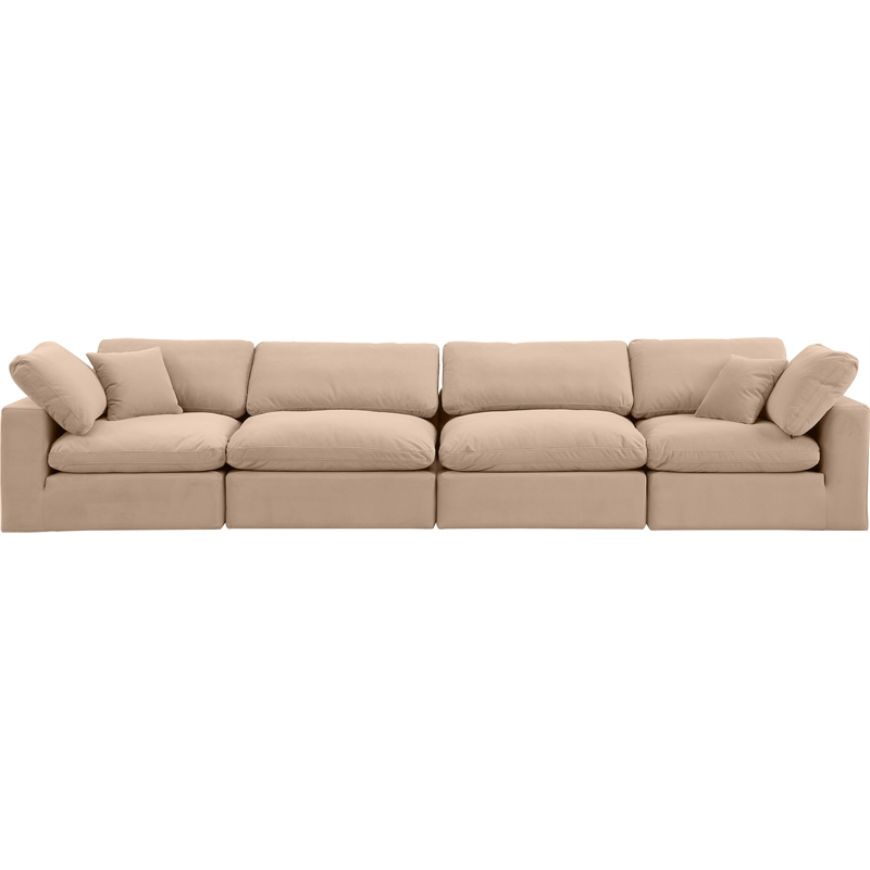 Bowery Hill Contemporary Soft Beige Velvet 4-Piece Modular Sofa