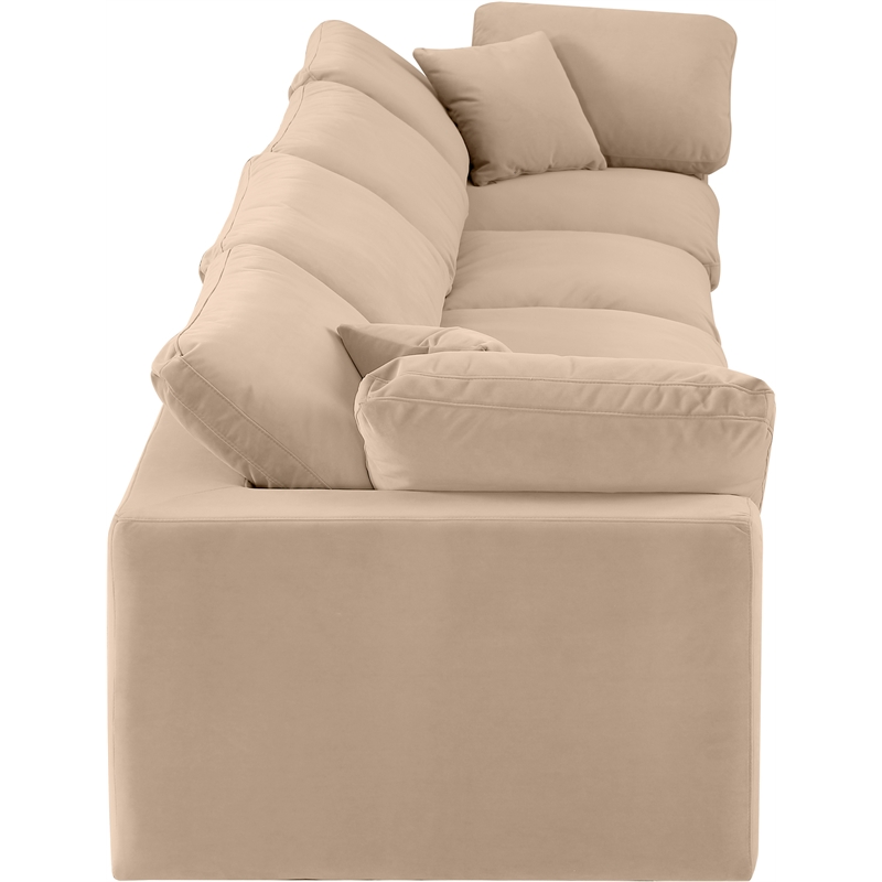 Bowery Hill Contemporary Soft Beige Velvet 4-Piece Modular Sofa