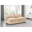 Bowery Hill Contemporary Soft Beige Velvet 2-Piece Modular Sofa