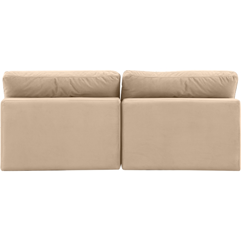 Bowery Hill Contemporary Soft Beige Velvet 2-Piece Modular Sofa