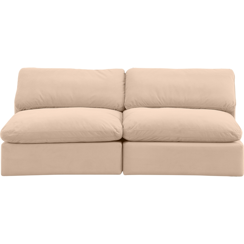 Bowery Hill Contemporary Soft Beige Velvet 2-Piece Modular Sofa