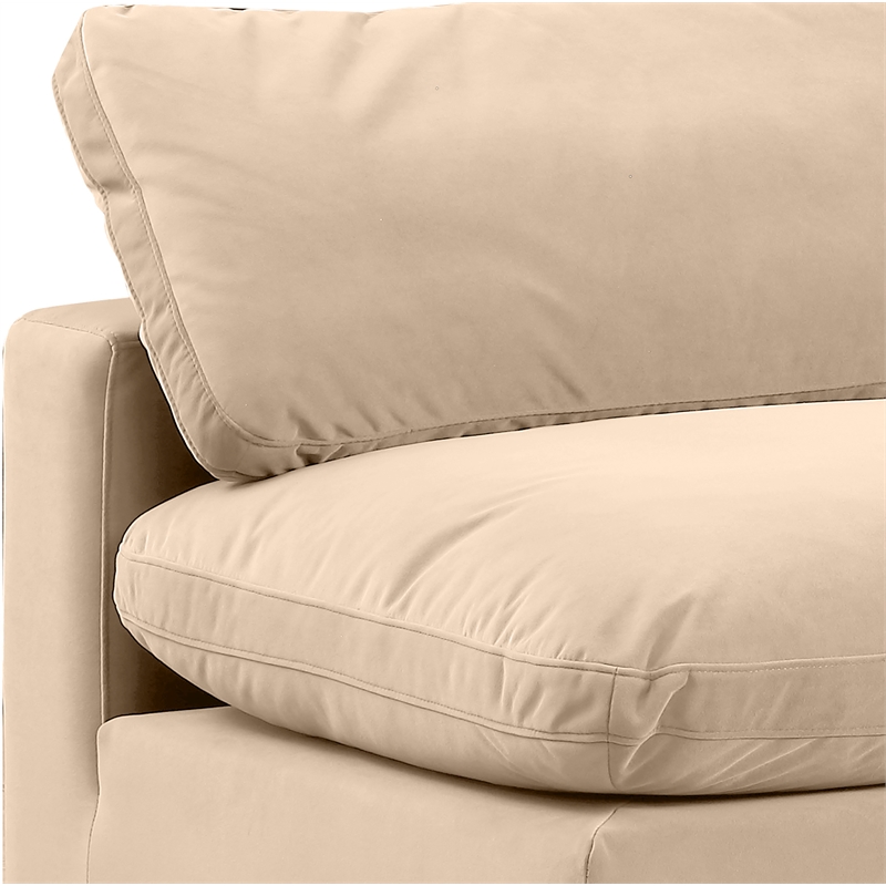 Bowery Hill Contemporary Soft Beige Velvet 2-Piece Modular Sofa