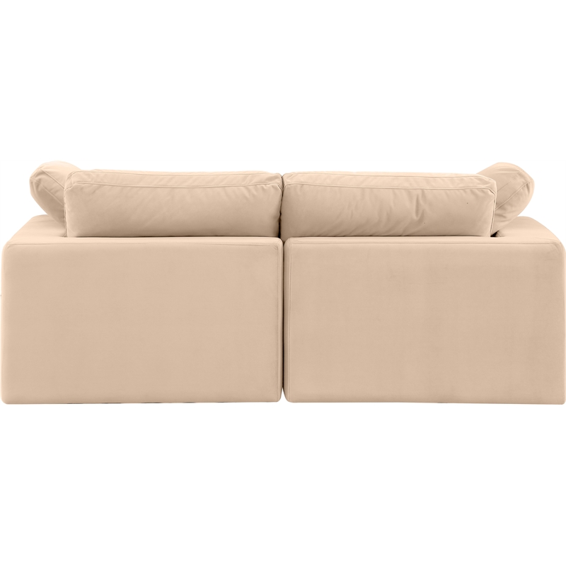 Bowery Hill Contemporary Soft Beige Velvet 2-Piece Modular Sofa