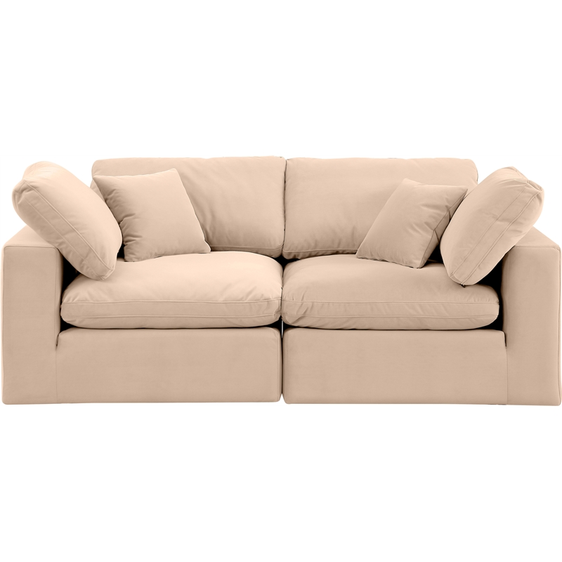 Bowery Hill Contemporary Soft Beige Velvet 2-Piece Modular Sofa
