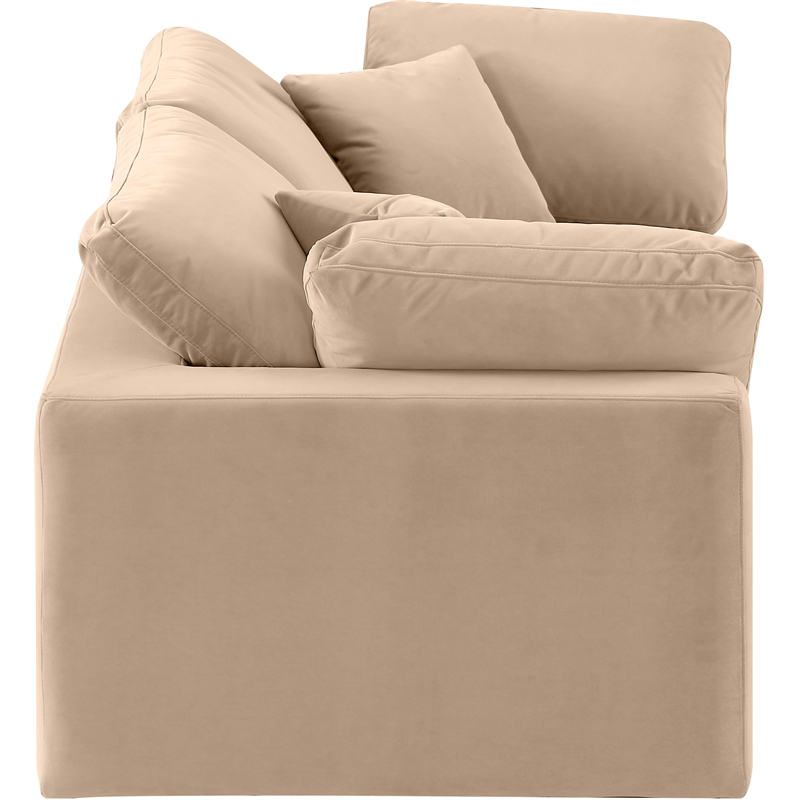 Bowery Hill Contemporary Soft Beige Velvet 2-Piece Modular Sofa