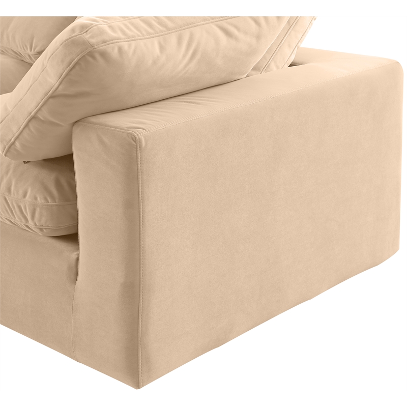 Bowery Hill Contemporary Soft Beige Velvet 2-Piece Modular Sofa