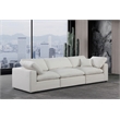 Bowery Hill Upholstered Cream Linen Textured Fabric 3-Piece Modular Sofa