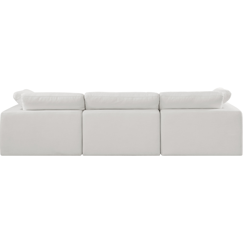 Bowery Hill Upholstered Cream Linen Textured Fabric 3-Piece Modular Sofa