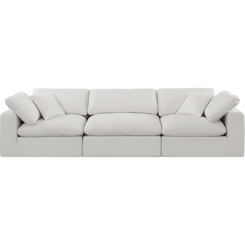 Bowery Hill Upholstered Cream Linen Textured Fabric 3-Piece Modular Sofa