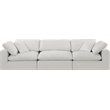 Bowery Hill Upholstered Cream Linen Textured Fabric 3-Piece Modular Sofa