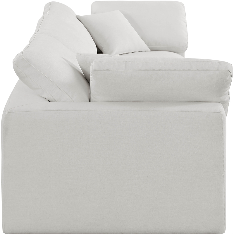 Bowery Hill Upholstered Cream Linen Textured Fabric 3-Piece Modular Sofa