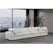 Bowery Hill Upholstered Cream Linen Textured Fabric 4-Piece Modular Sofa
