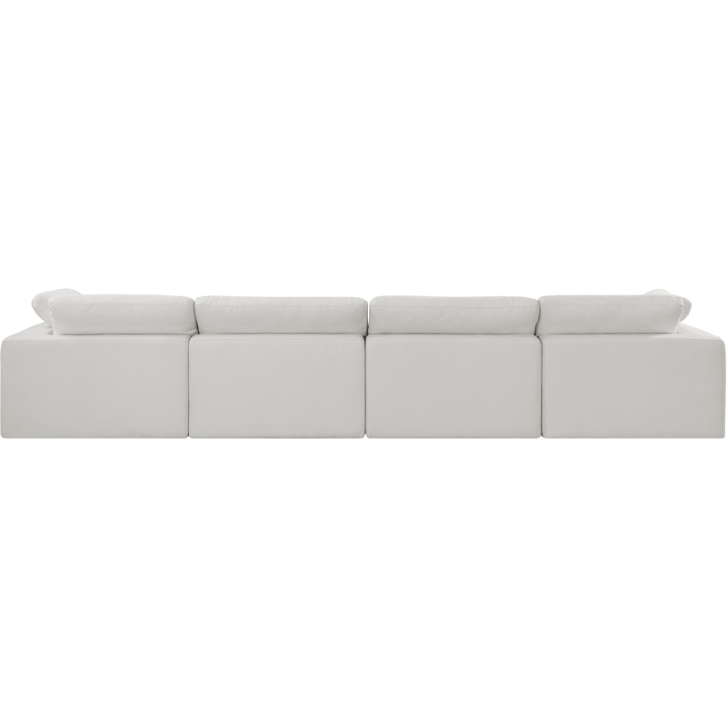 Bowery Hill Upholstered Cream Linen Textured Fabric 4-Piece Modular Sofa