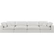 Bowery Hill Upholstered Cream Linen Textured Fabric 4-Piece Modular Sofa
