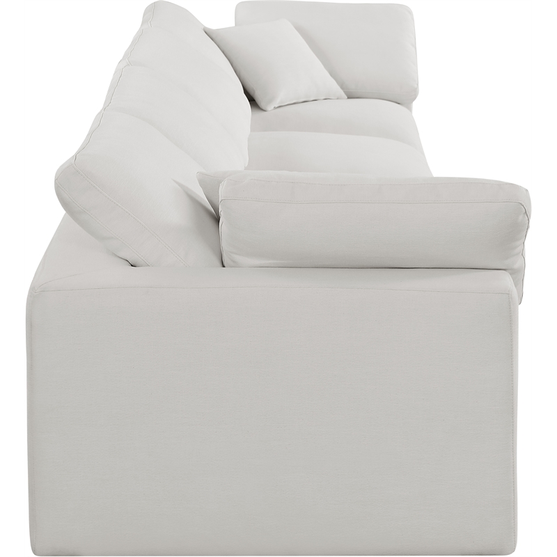 Bowery Hill Upholstered Cream Linen Textured Fabric 4-Piece Modular Sofa