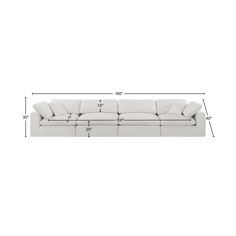 Bowery Hill Upholstered Cream Linen Textured Fabric 4-Piece Modular Sofa