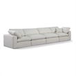 Bowery Hill Upholstered Cream Linen Textured Fabric 4-Piece Modular Sofa