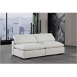 Bowery Hill Upholstered Cream Linen Textured Fabric 2-Piece Modular Sofa