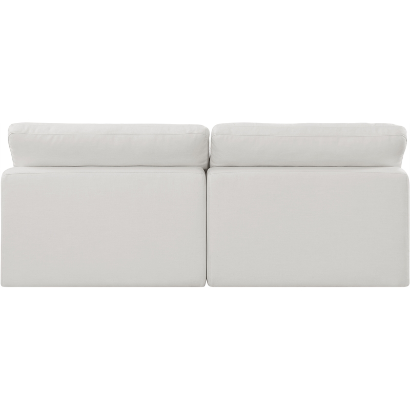 Bowery Hill Upholstered Cream Linen Textured Fabric 2-Piece Modular Sofa