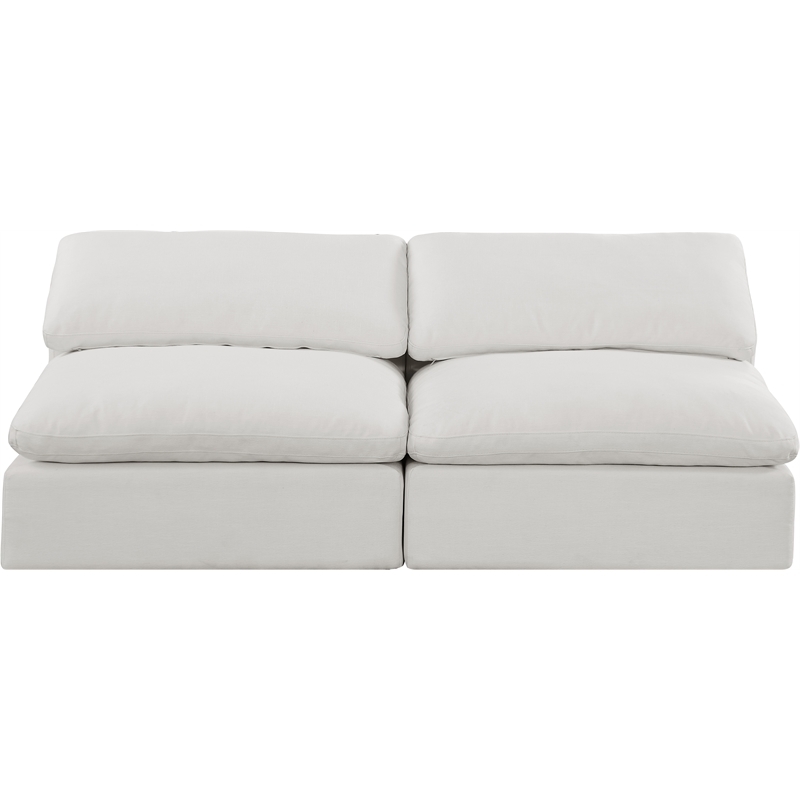 Bowery Hill Upholstered Cream Linen Textured Fabric 2-Piece Modular Sofa