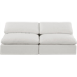 Bowery Hill Upholstered Cream Linen Textured Fabric 2-Piece Modular Sofa
