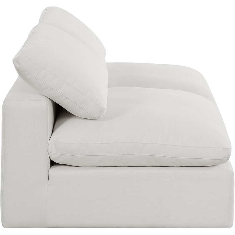 Bowery Hill Upholstered Cream Linen Textured Fabric 2-Piece Modular Sofa