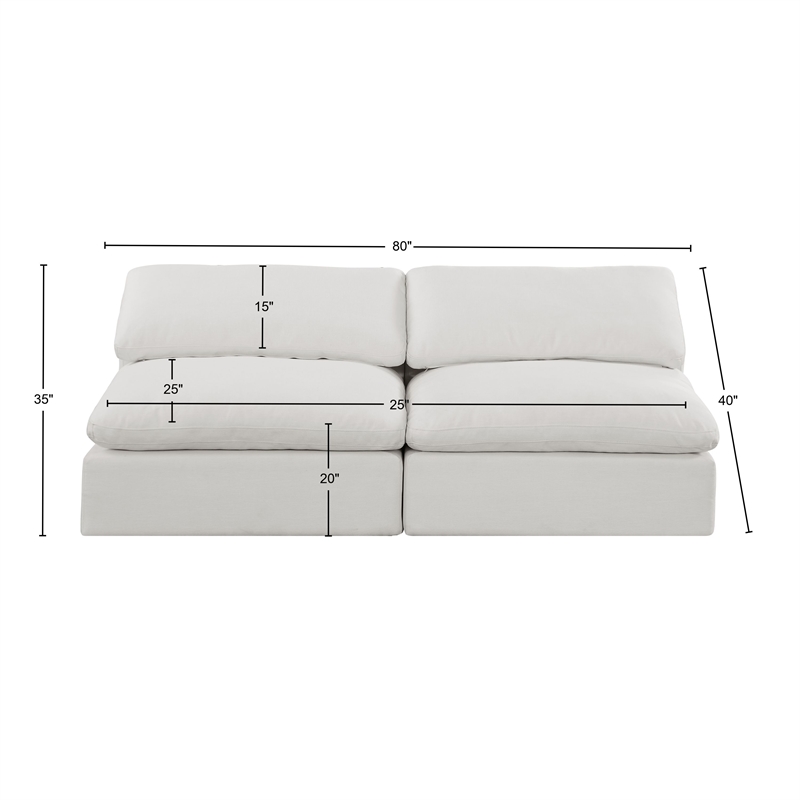 Bowery Hill Upholstered Cream Linen Textured Fabric 2-Piece Modular Sofa
