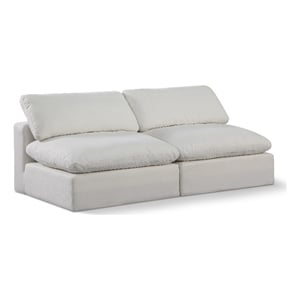 Bowery Hill Upholstered Cream Linen Textured Fabric 2-Piece Modular Sofa