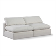 Bowery Hill Upholstered Cream Linen Textured Fabric 2-Piece Modular Sofa