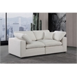 Bowery Hill Upholstered Cream Linen Textured Fabric 2-Piece Modular Sofa