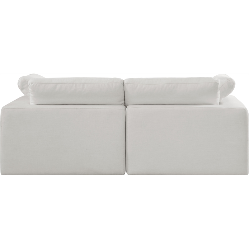 Bowery Hill Upholstered Cream Linen Textured Fabric 2-Piece Modular Sofa