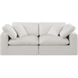 Bowery Hill Upholstered Cream Linen Textured Fabric 2-Piece Modular Sofa