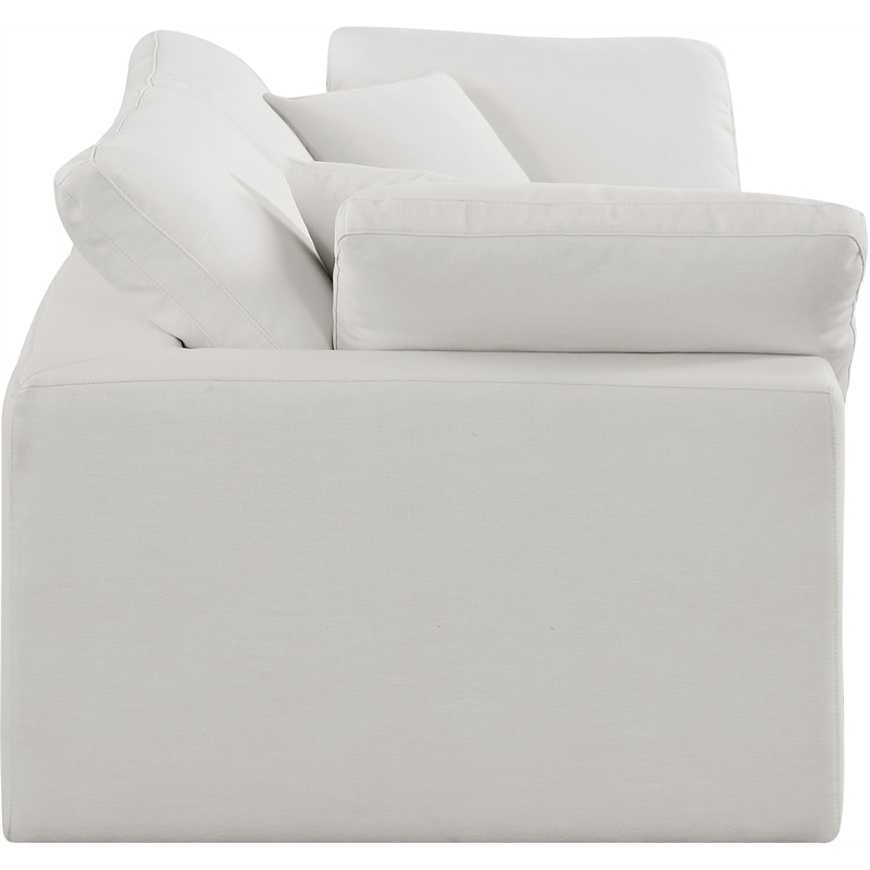 Bowery Hill Upholstered Cream Linen Textured Fabric 2-Piece Modular Sofa