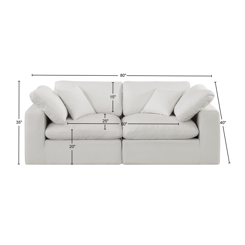 Bowery Hill Upholstered Cream Linen Textured Fabric 2-Piece Modular Sofa