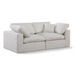 Bowery Hill Upholstered Cream Linen Textured Fabric 2-Piece Modular Sofa