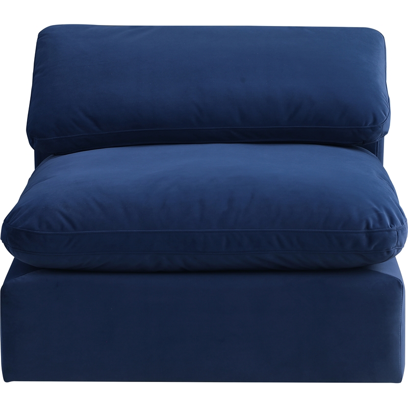 Bowery Hill Contemporary Soft Navy Durable Velvet Armless Chair