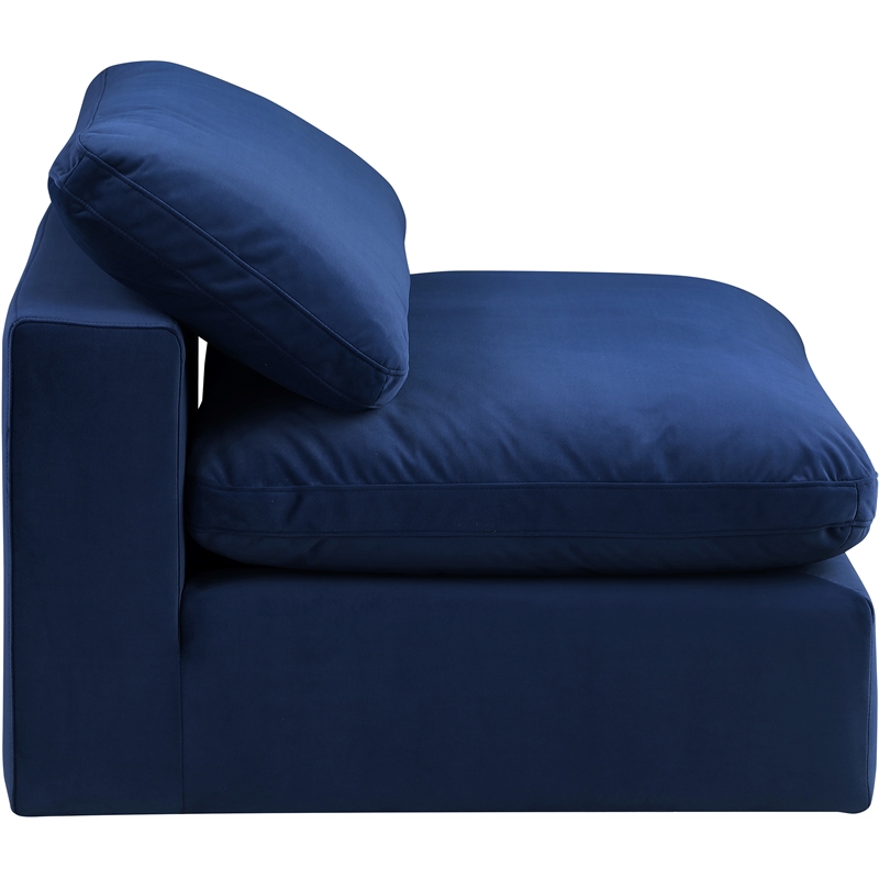 Bowery Hill Contemporary Soft Navy Durable Velvet Armless Chair