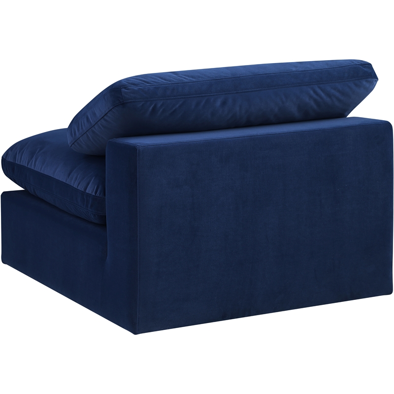 Bowery Hill Contemporary Soft Navy Durable Velvet Armless Chair