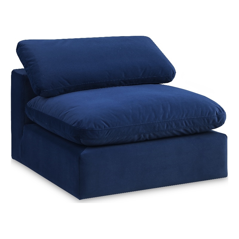 Bowery Hill Contemporary Soft Navy Durable Velvet Armless Chair